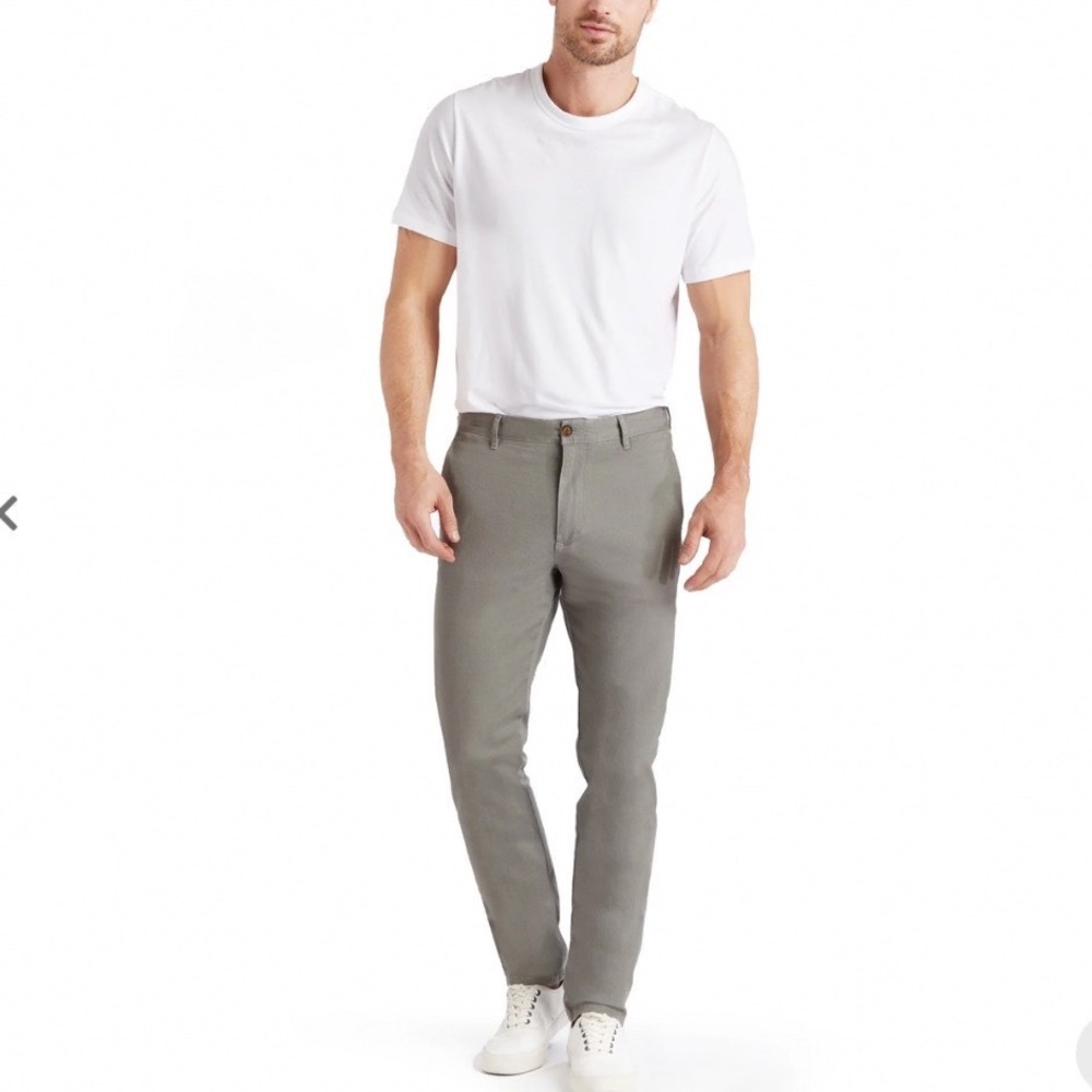 Mott & Bow Mens Everyday Comfort Slim Chino Pants‎ Grey 35x30 Zip Fly